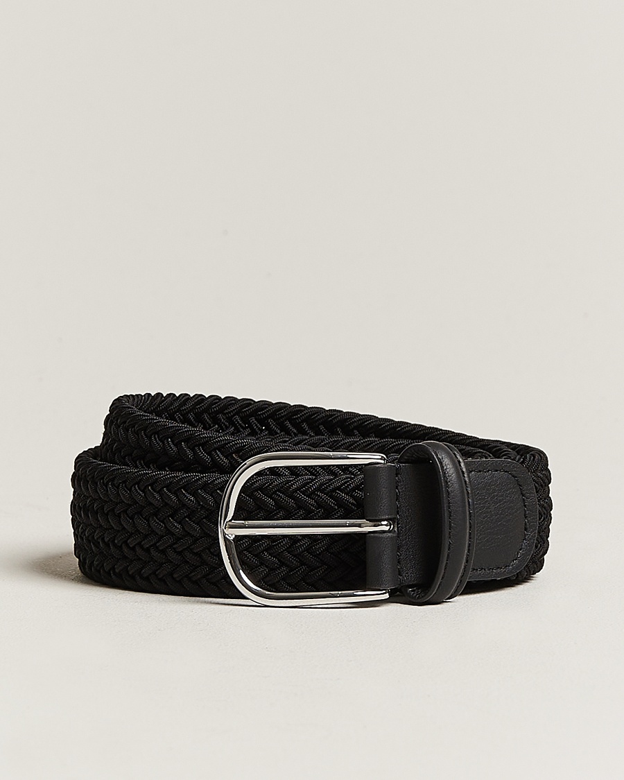 Anderson's Stretch Woven 3,5 cm Belt Black – Svart