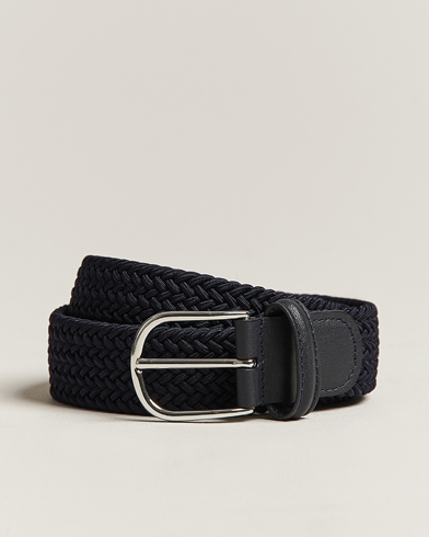 Herre | Anderson's | Anderson's | Stretch Woven 3,5 cm Belt Navy