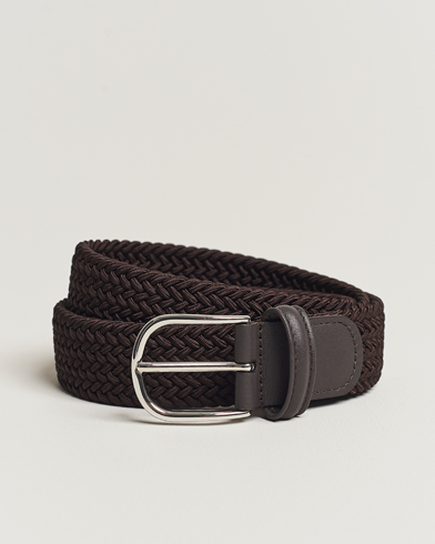 Herre | Italian Department | Anderson's | Stretch Woven 3,5 cm Belt Brown