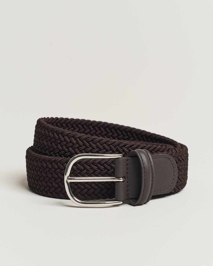Herre | Snart på lager | Anderson's | Stretch Woven 3,5 cm Belt Brown