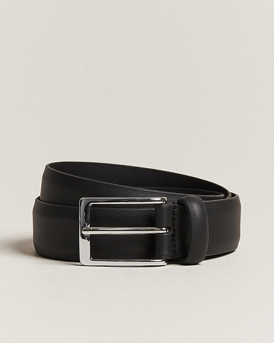 Anderson's Double Nappa Calf 3 cm Belt Black – Svart