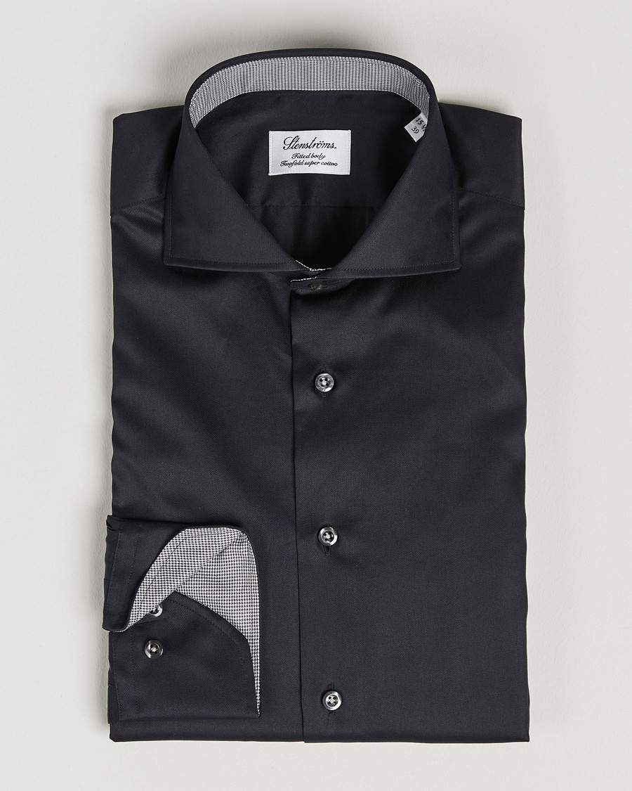 Herre | | Stenströms | Fitted Body Contrast Shirt Black
