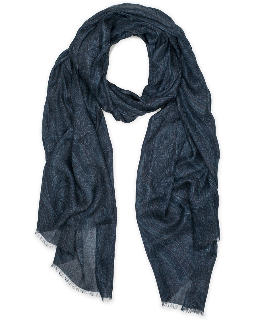  Shaal-Nur Modal/Cashmere Tonal Paisley Scarf Blue