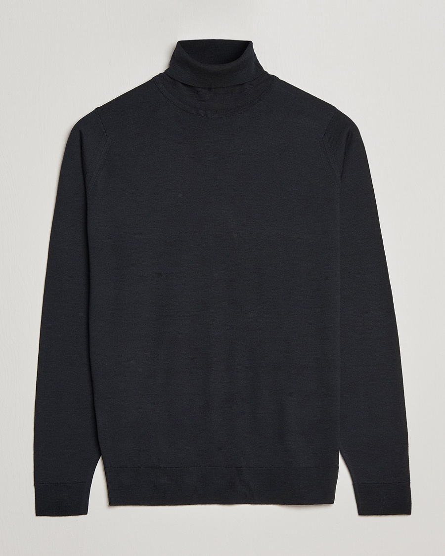 John Smedley Cherwell Extra Fine Merino Rollneck Black – Svart