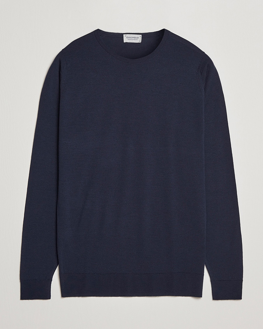 John Smedley Lundy Extra Fine Merino Crew Neck Midnight – Blå