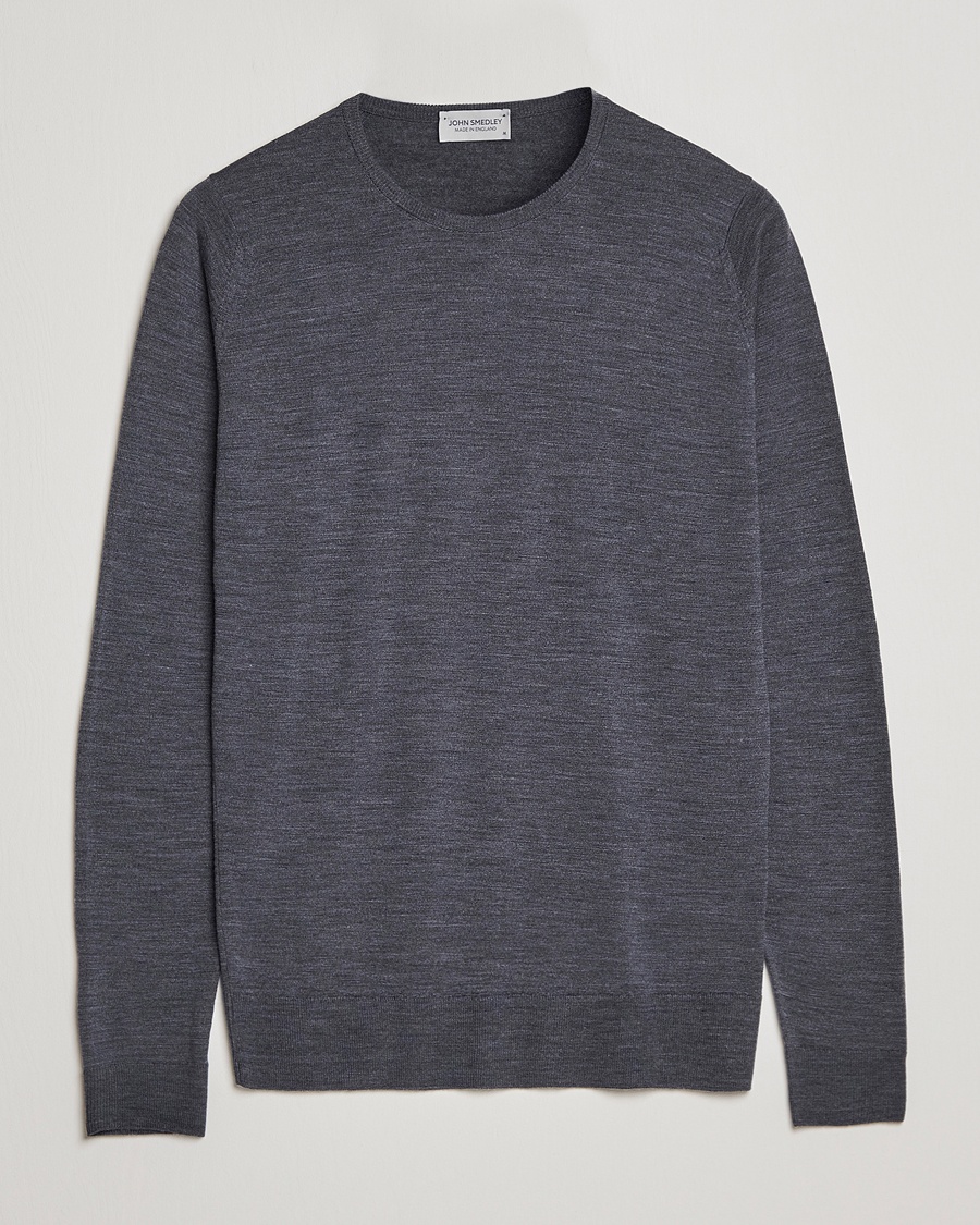 John Smedley Lundy Extra Fine Merino Crew Neck Charcoal – Grå