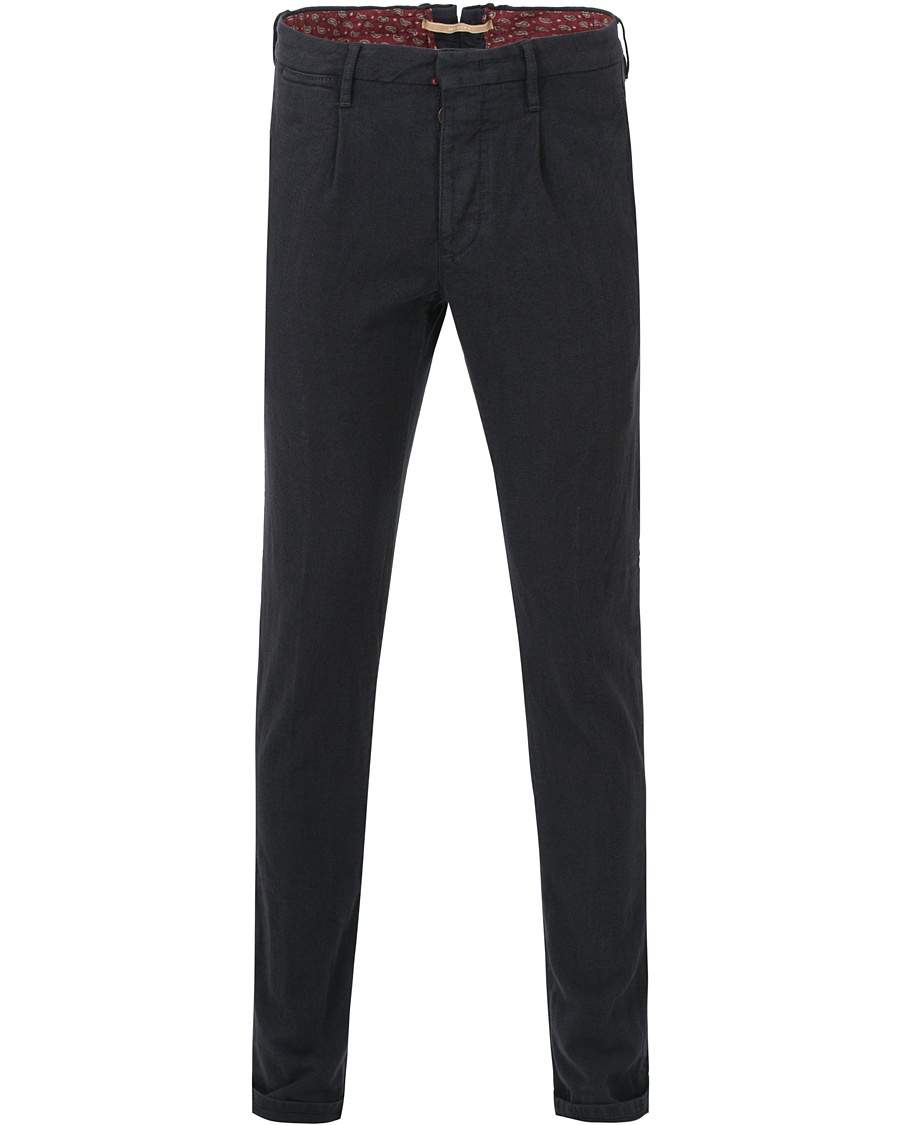  Slim Fit Yarn Dyed Pleated Slacks Navy