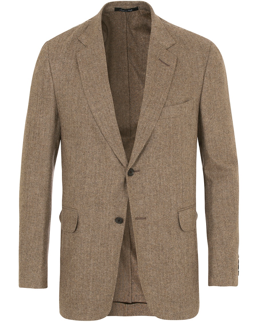  Notch Lapel Wool Blazer Brown