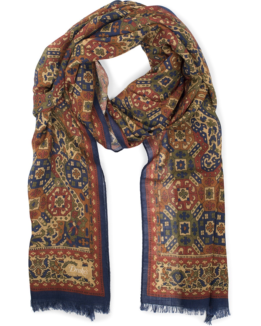  Wool/Silk Tapestry Print Scarf Rust
