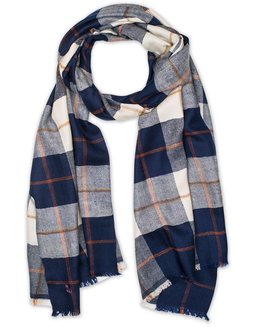  Cashmere Madras Overcheck Scarf White