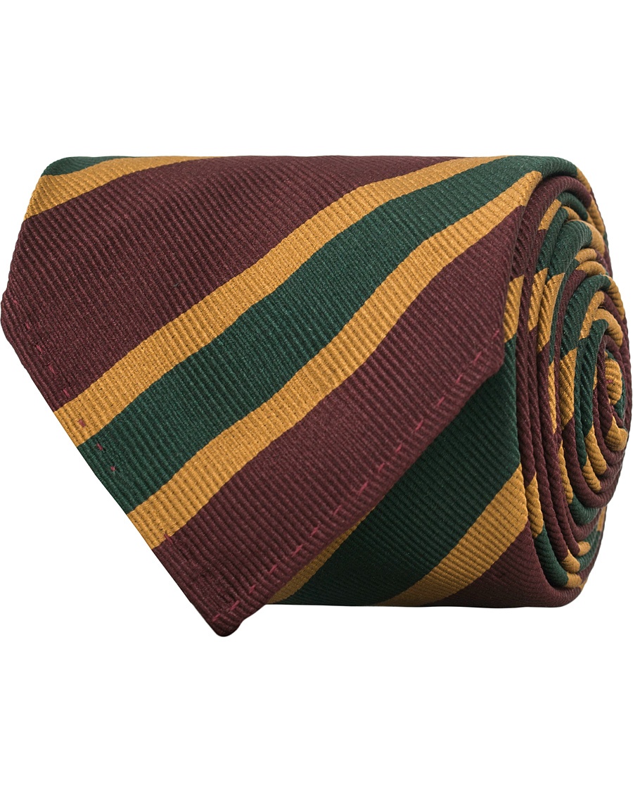  Silk Stripe Handrolled  8 cm Tie Burgundy