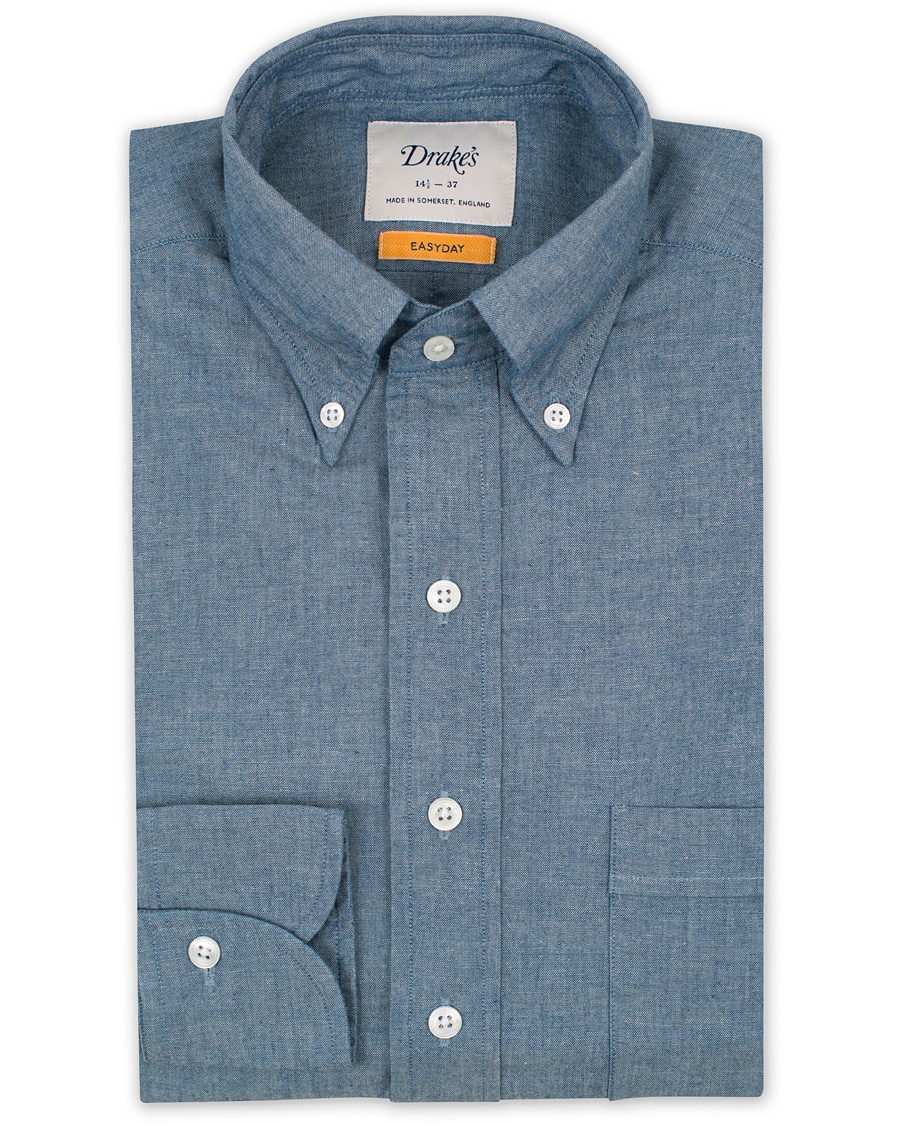  Slim Fit Chambray Button Down Shirt Light