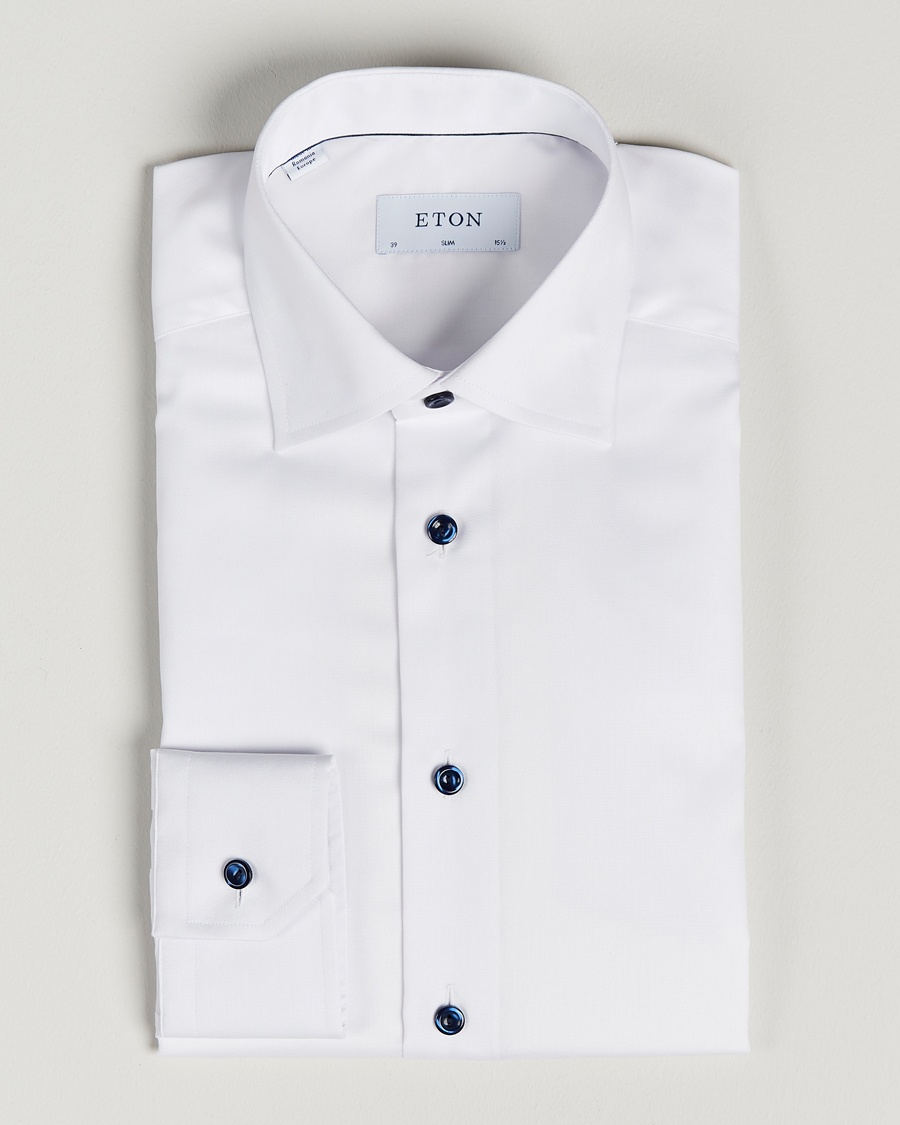 Eton Slim Fit Signature Twill Shirt White – Hvit