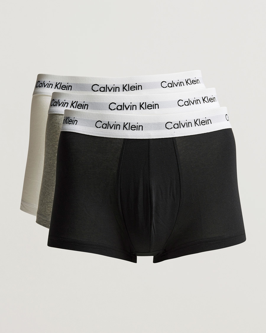 Herre | | Calvin Klein | Cotton Stretch Low Rise Trunk 3-Pack Black/White/Grey