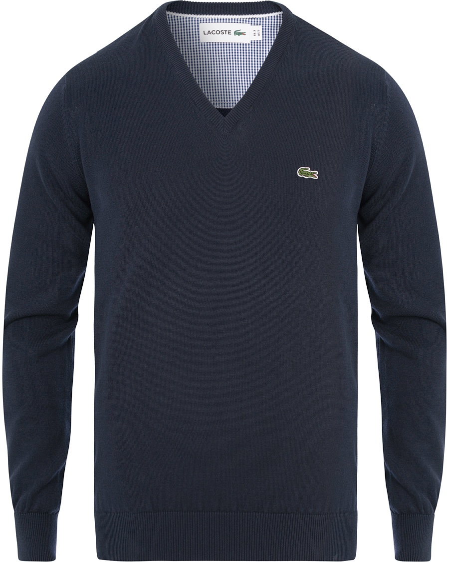  Cotton Pullover V-Neck Navy