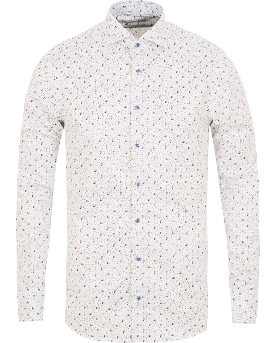  Slimline Printed Leaf Shirt White