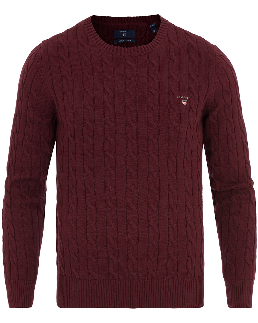 Cotton Cable Crew Pullover Purple Wine