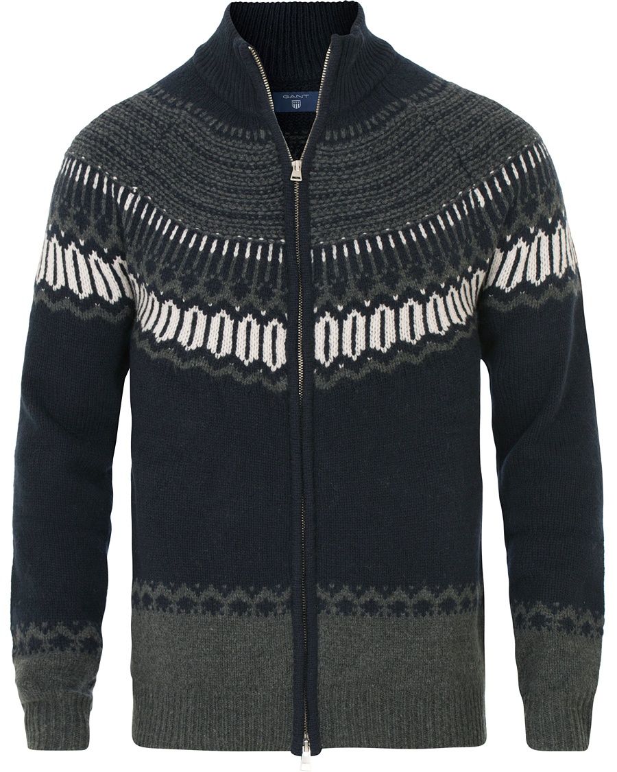  Fairisle Holiday Zip Jacket Navy