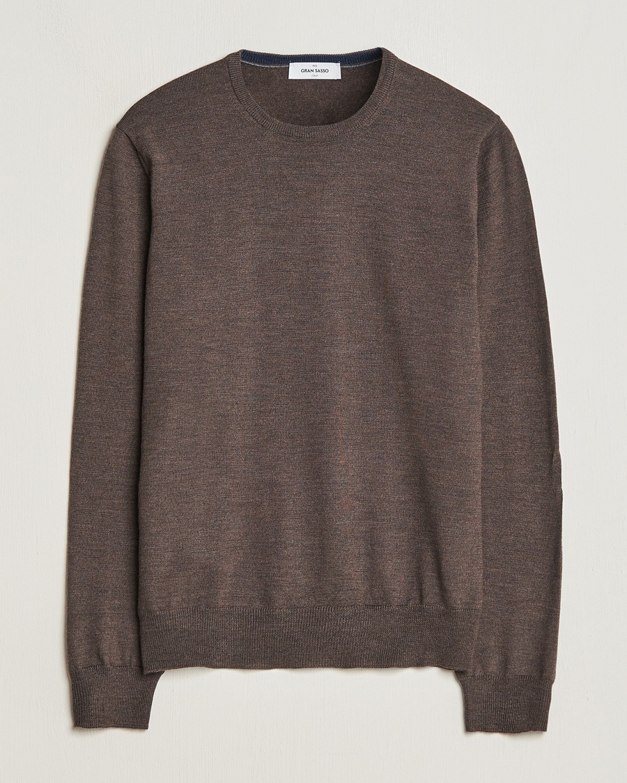 Gran Sasso Merino Fashion Fit Crew Neck Pullover Brown – Brun