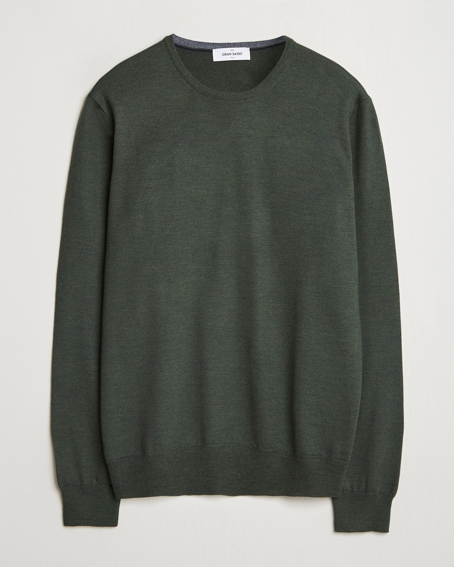 Gran Sasso Merino Fashion Fit Crew Neck Pullover Olive Gran Sasso Merino Fashion Fit Crew Neck Pullover Olive