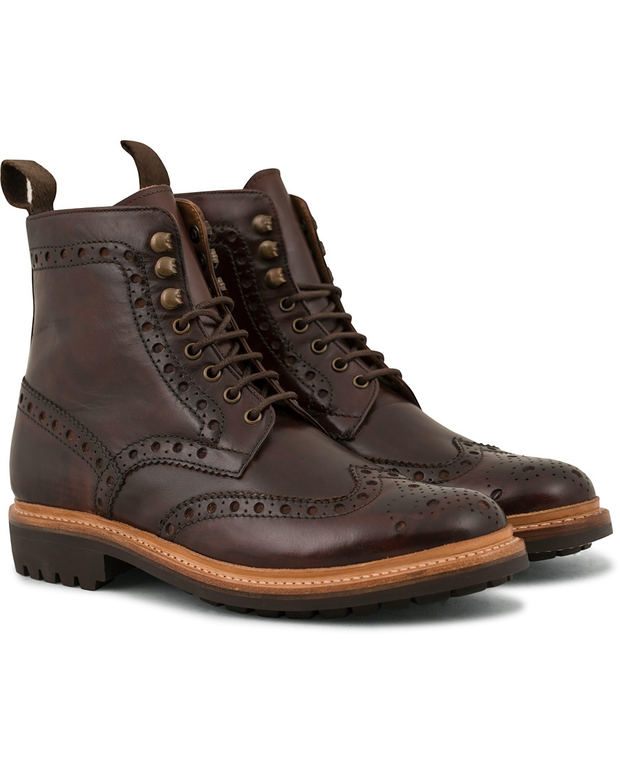 Grenson Fred Brogue Boot Commando Sole Brown Calf