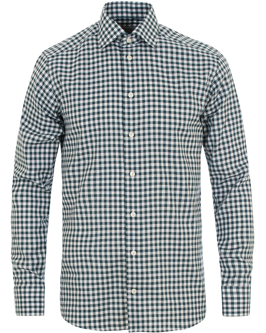  Slim Fit Twill Check Shirt Green