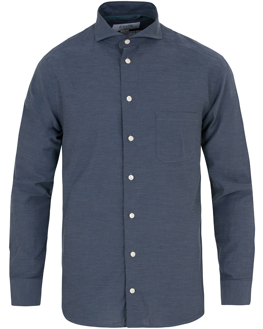  Slim Fit Flannel Shirt Dark Blue