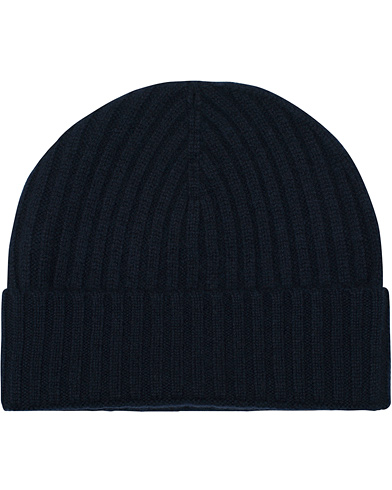  Rib Knitted Cashmere Cap Navy