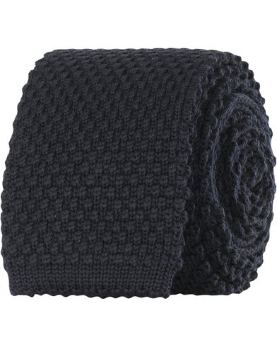  Knitted Wool 6 cm Tie Navy