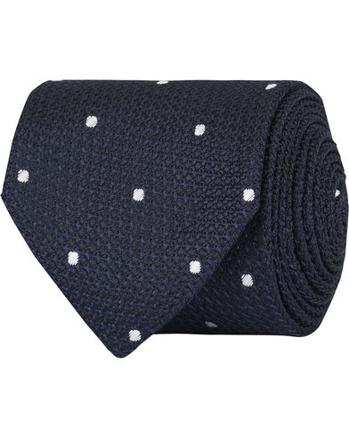  Silk Woven Dot 8 cm Tie Navy