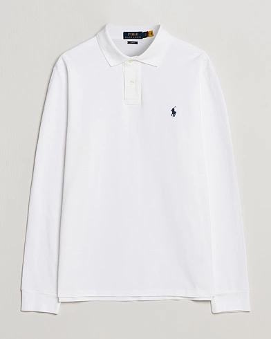Herre | Preppy Authentic | Polo Ralph Lauren | Slim Fit Long Sleeve Polo White