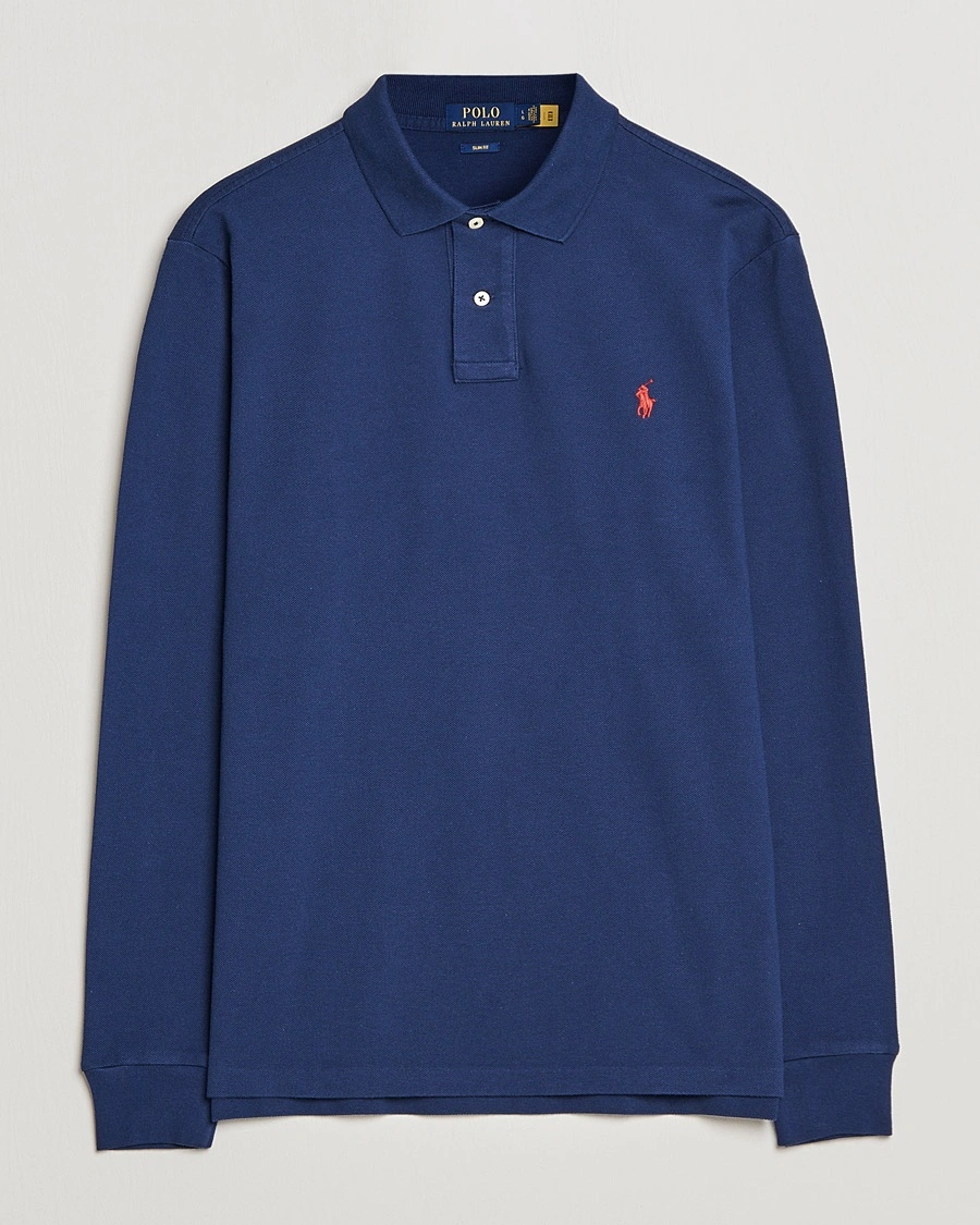 Herre | Pikéer | Polo Ralph Lauren | Slim Fit Long Sleeve Polo Newport Navy