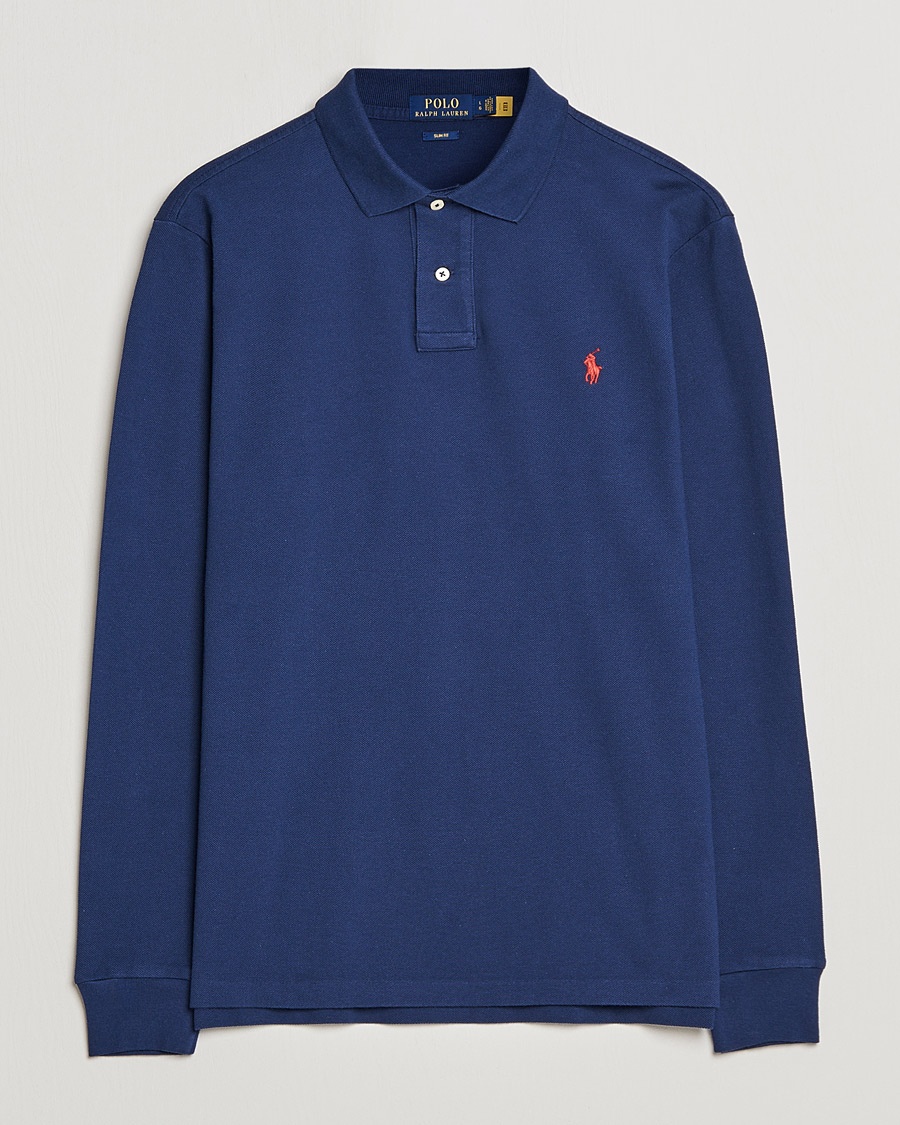 Polo Ralph Lauren Slim Fit Long Sleeve Polo Newport Navy – Blå