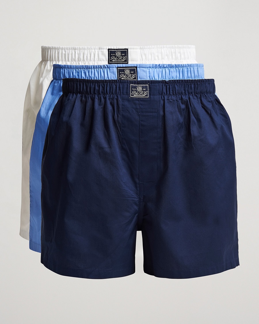 Polo Ralph Lauren 3-Pack Woven Boxer White/Blue/Navy – Blå