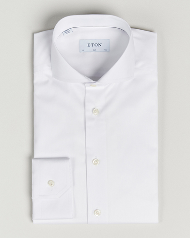 Herre |  | Eton | Slim Fit Twill Cut Away Shirt White