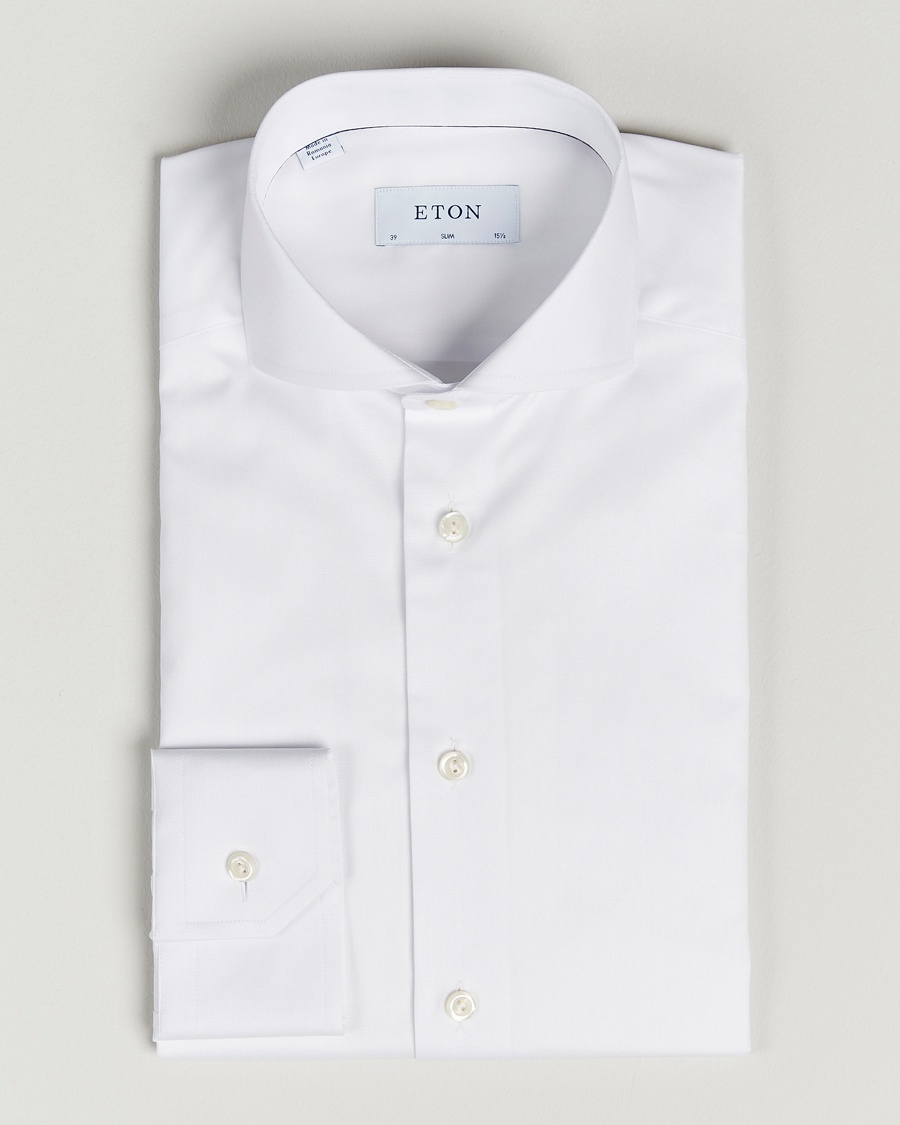 Eton Slim Fit Twill Cut Away Shirt White – Hvit
