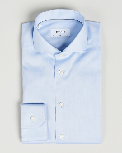 Herre | The Classics of Tomorrow | Eton | Slim Fit Twill Cut Away Shirt Light Blue