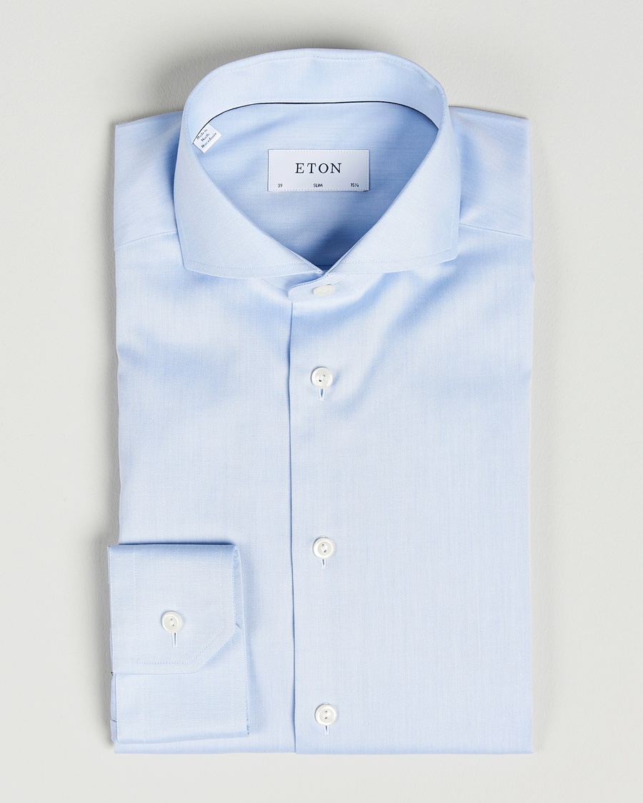 Eton Slim Fit Twill Cut Away Shirt Light Blue – Blå
