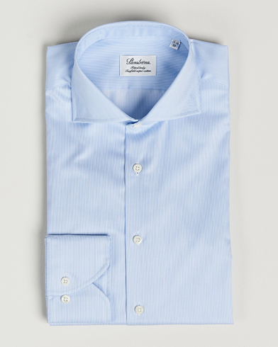 Herre | Businesskjorter | Stenströms | Fitted Body Thin Stripe Shirt White/Blue
