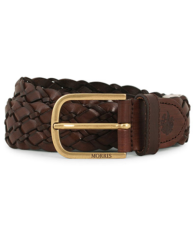  Braided Leather 3,5 cm Belt Dark Brown