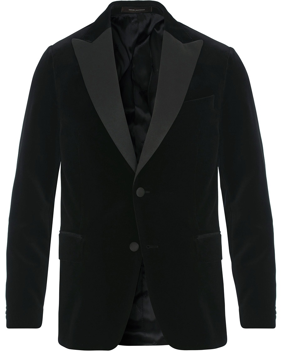  Elder Velvet Peak Lapel Tuxedo Blazer Black