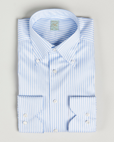 Herre | Businesskjorter | Stenströms | 1899 Slimline Button Down Stripe Shirt White/Blue