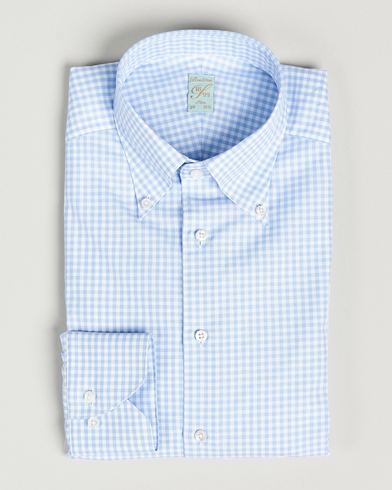 Herre | Formelle | Stenströms | 1899 Slimline Button Down Check Shirt White/Blue
