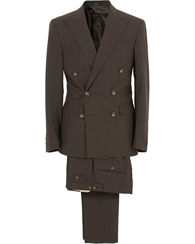  Double Breasted Prince of Wales Wool Suit Brown