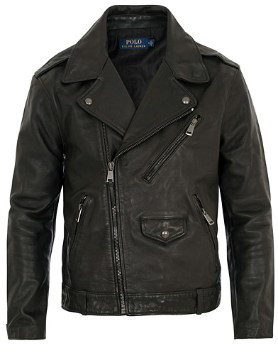  Leather Biker Jacket Polo Black