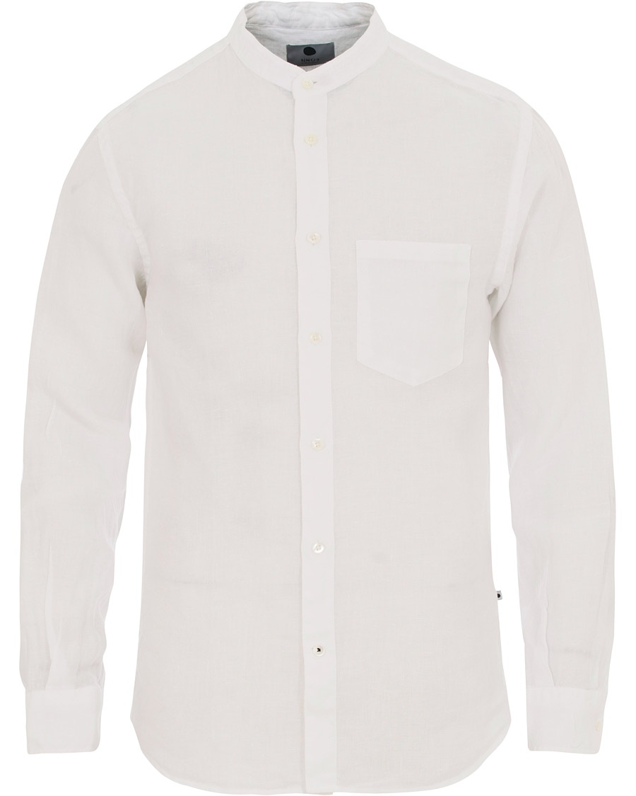  Devon Linenn Grandad Collar Shirt White