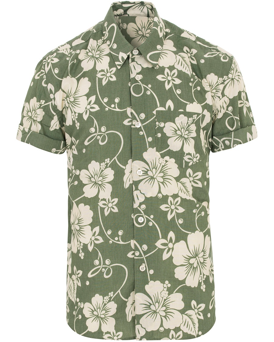  Initial Hibiscus Flower Short Sleeve Shirt Green