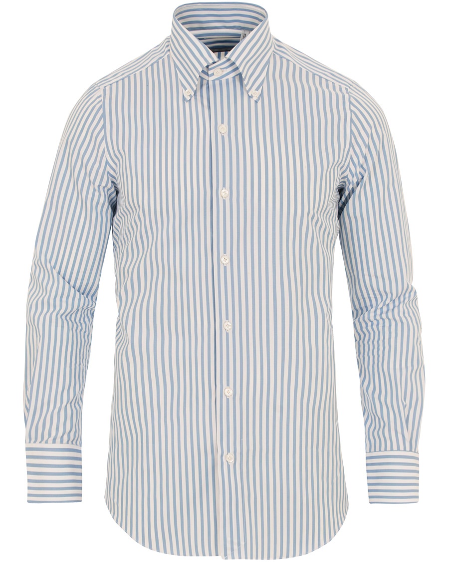  Milano Slim Fit Button Down Stripe Shirt Light Blue