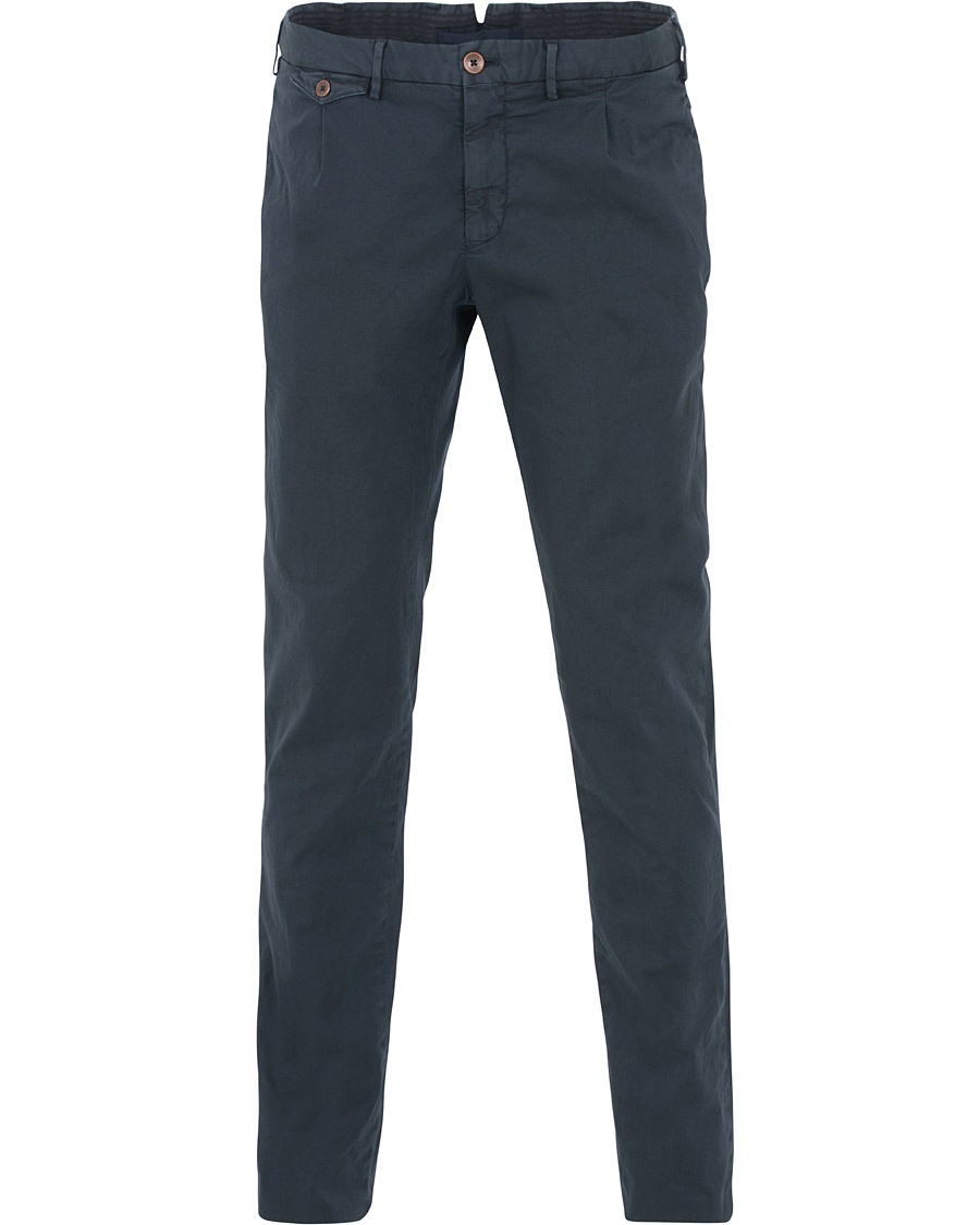 Herre | | Incotex | Slim Fit Single Pleated Trousers Navy
