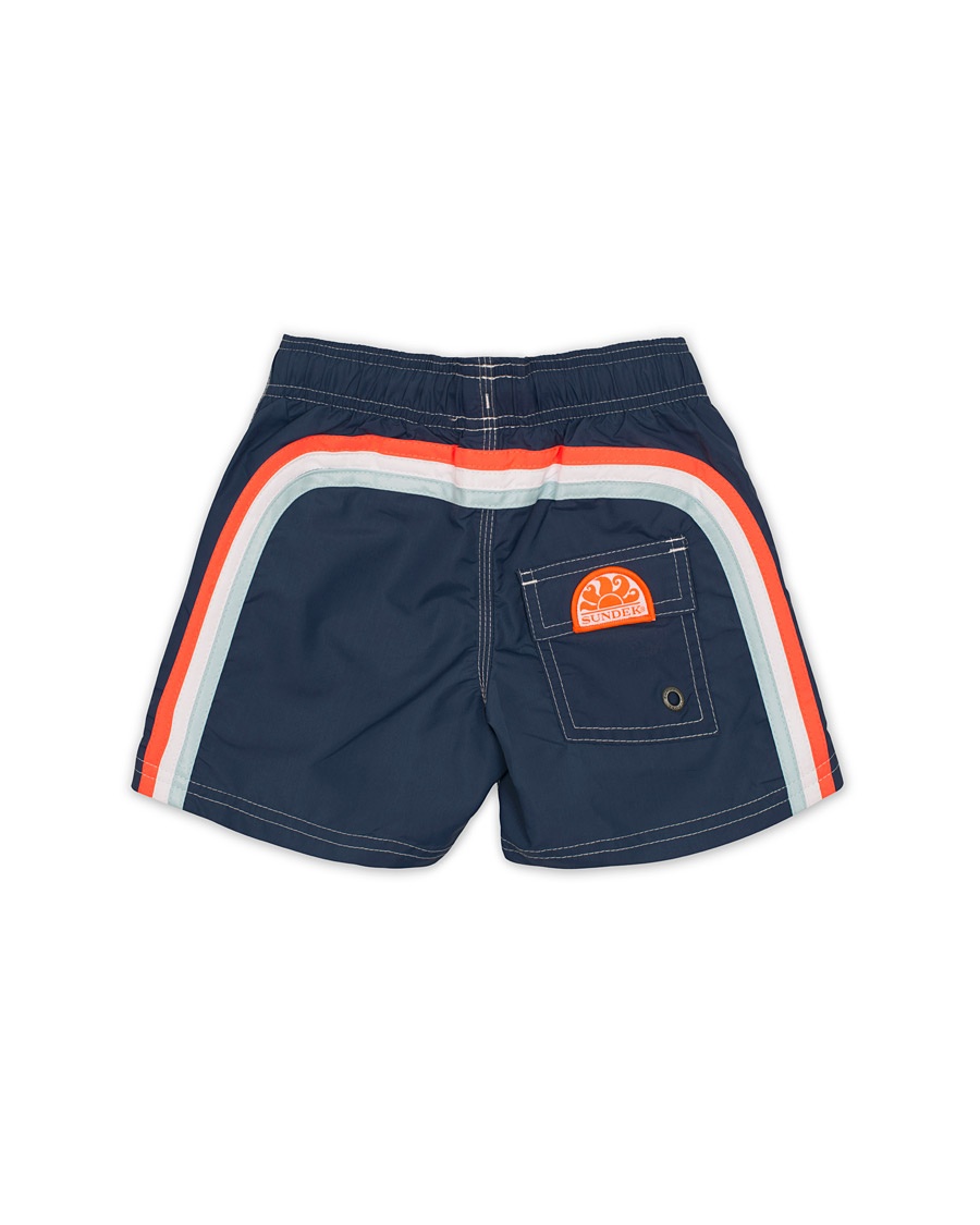  Kid Rainbow Elastic Waistband Swim Shorts Navy